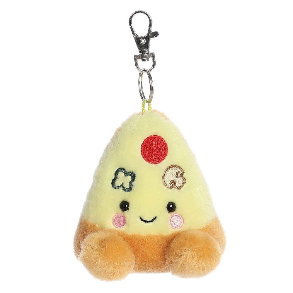 Aurora Palm Pals Peppa Pizza Slice stuffed clip-on plush, yellow with orange crust and smiling face