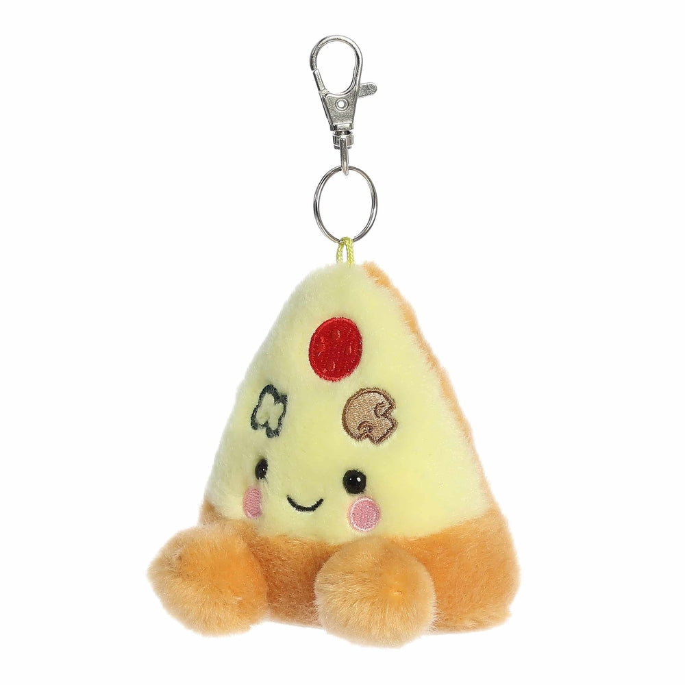Aurora Palm Pals Peppa Pizza Slice clip-on plush, yellow with red pepperoni and orange crust