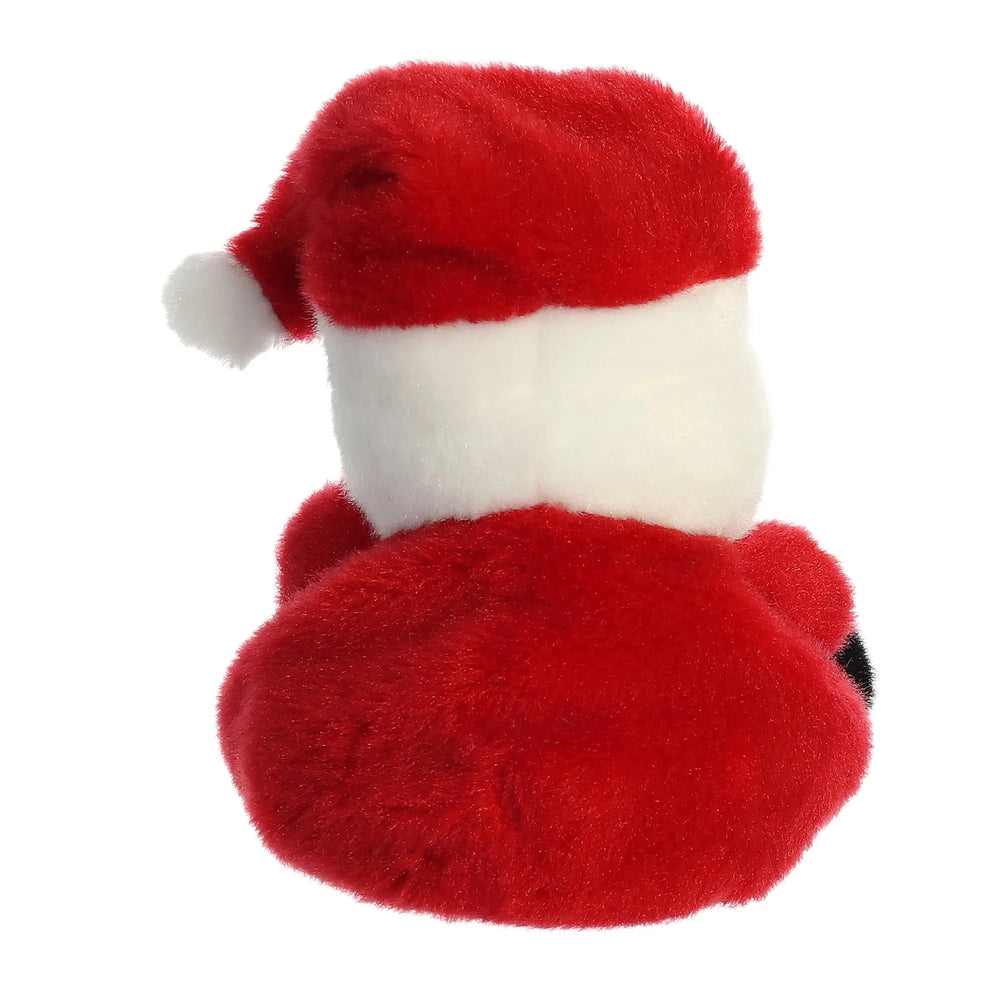 Aurora Palm Pals Santa 5" plush, red with white trim and hat pom-pom, back view showing soft, cuddly toy.