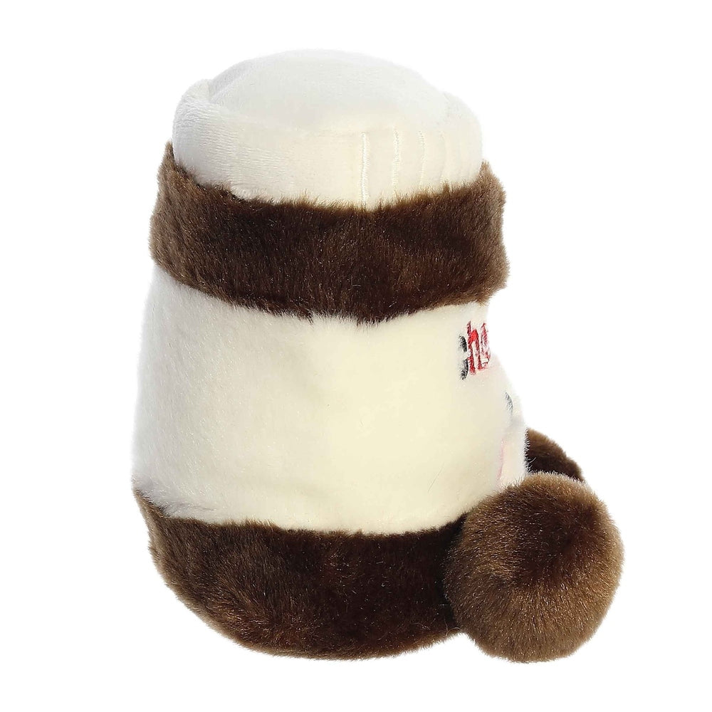 Aurora Palm Pals stuffed animal, 5" plush in silky chocolate spread white and brown fur