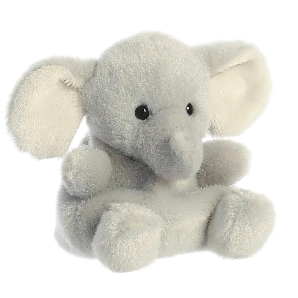 Aurora Palm Pals Stomps Elephant 5-inch plush toy with soft gray fur and cream inner ears