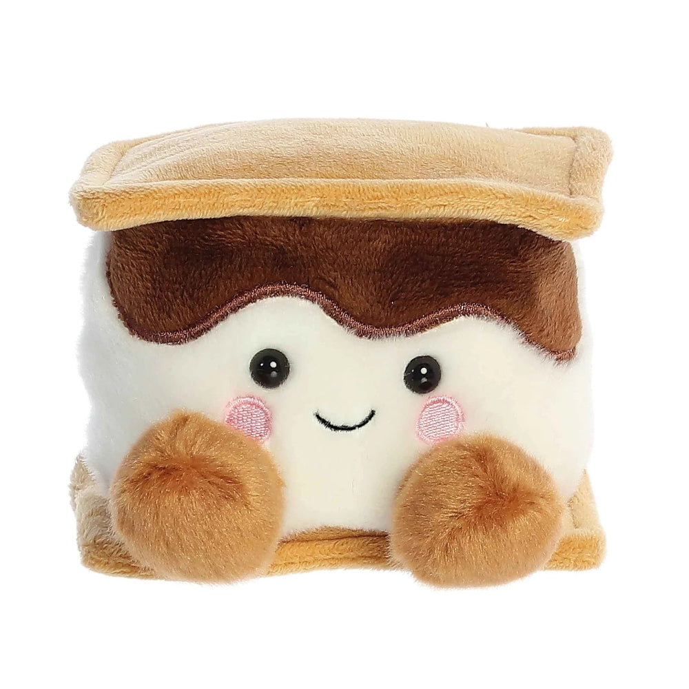 Aurora Palm Pals Toastee S'more 5-inch plush stuffed animal in tan and brown with a cute smile