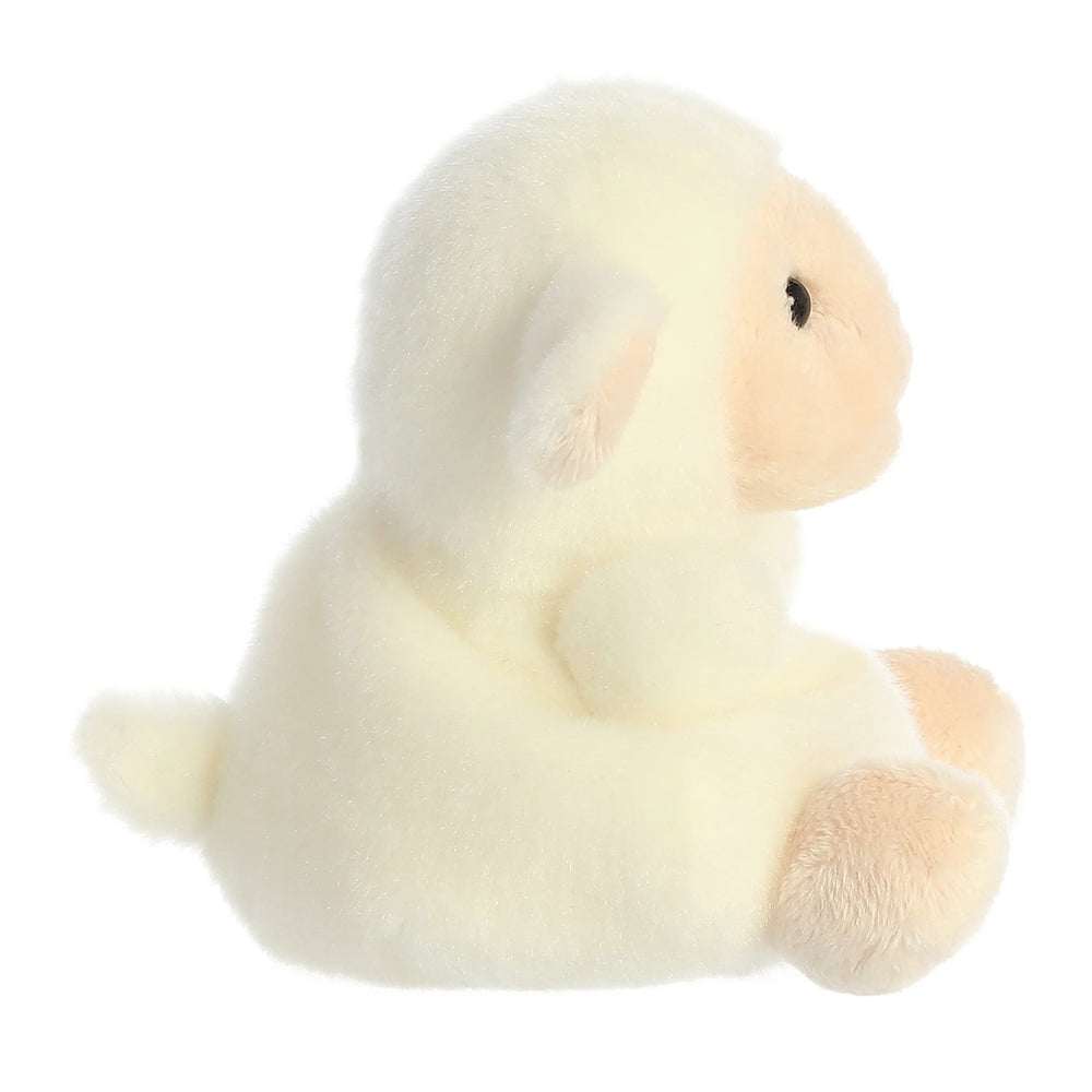 Aurora Palm Pals Woolly Lamb stuffed animal, soft white plush with peach face and paws, 5-inch