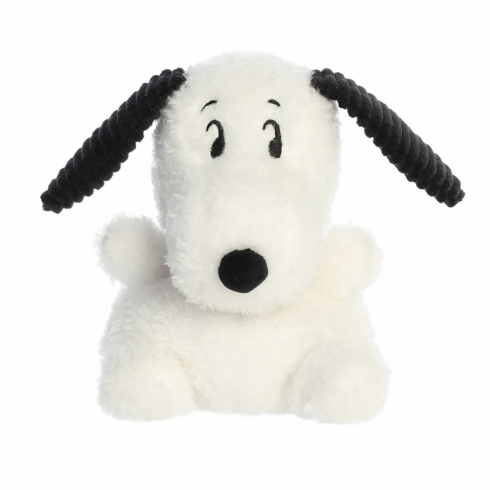 Snoopy stuffed animal by Aurora Palm Pals, 5-inch white plush with black rope ears