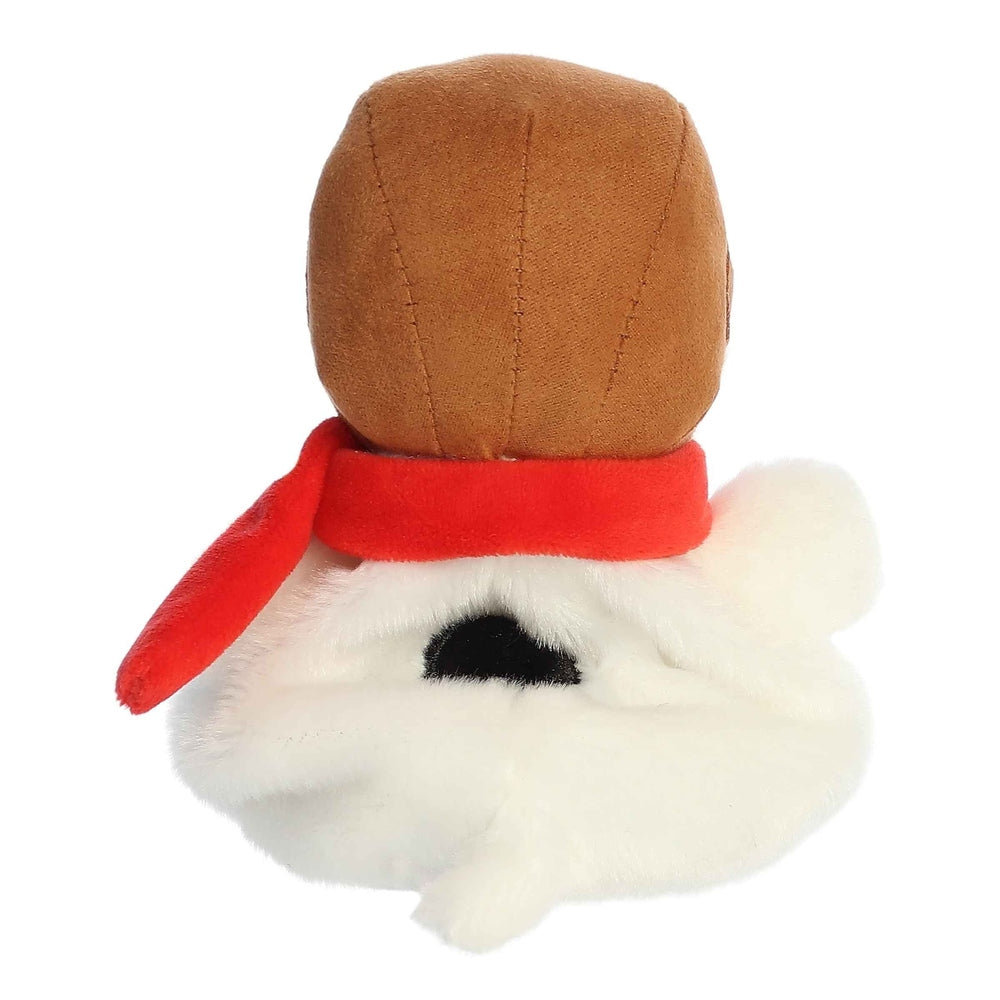 Aurora Palm Pals Flying Ace plush toy, 5in, brown pilot hat with red scarf on white fluffy body