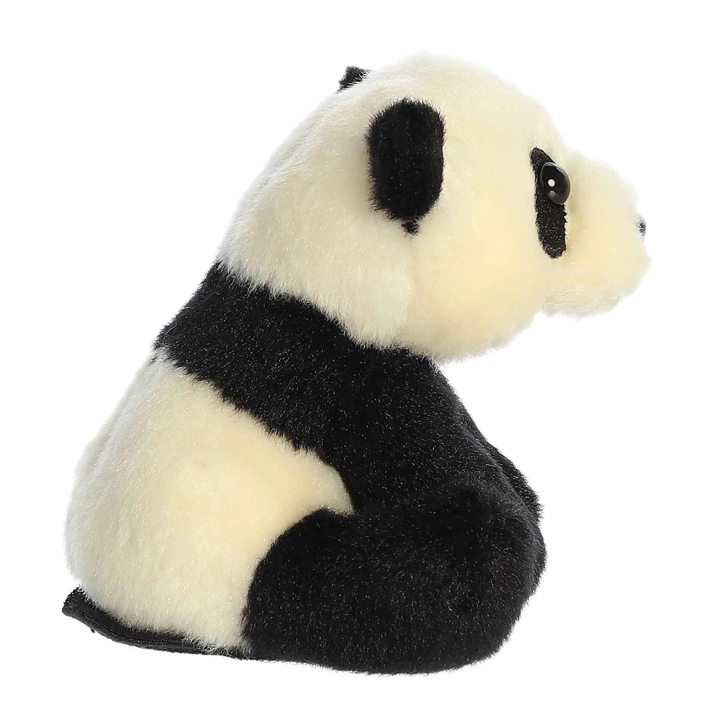 Aurora Shoulderkins Min Panda 4.5-inch plush sitting upright, soft fuzzy black and white stuffed toy.