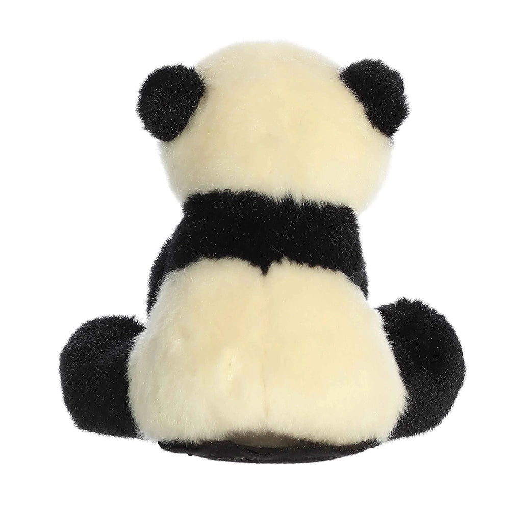 Aurora Shoulderkins Min Panda 4.5" plush sitting upright, cream body with black ears and limbs.