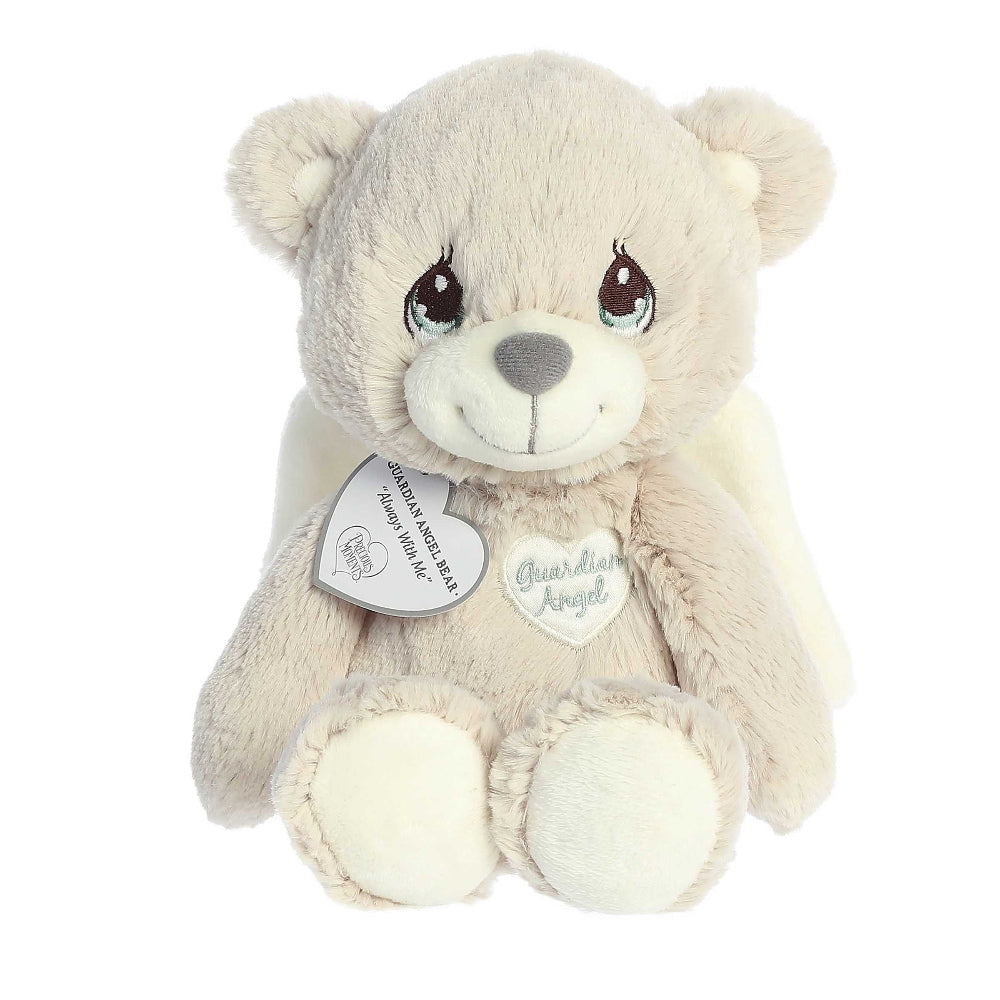 Aurora Precious Moments Guardian Angel Bear stuffed animal, 12-inch beige plush with pale wings