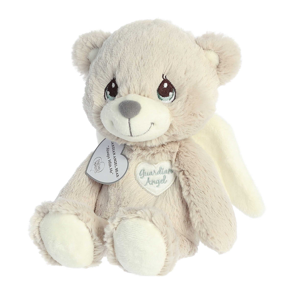 Aurora Guardian Angel Bear stuffed animal, 12" beige plush with cream paws and pale yellow wings