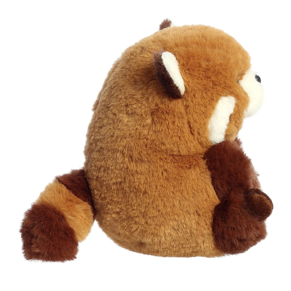 Aurora Rolly Pet Aki red panda plush, 5-inch stuffed animal with soft brown fur and white facial patches.