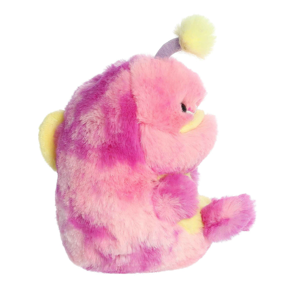 Stuffed Aurora Rolly Pet Angel Angler Fish, pink purple plush with yellow beak