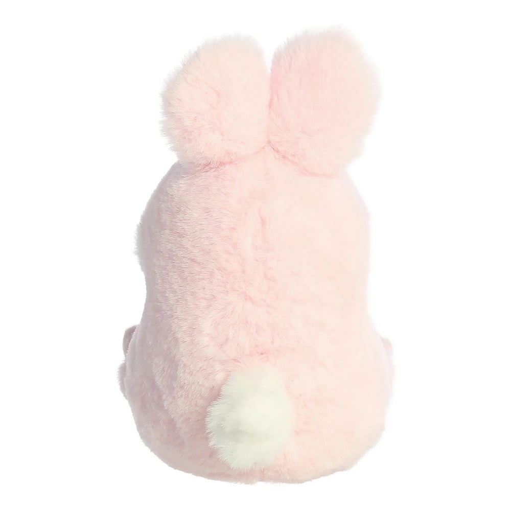 Aurora Rolly Pet Bunny 5in plush stuffed animal with soft pink fur and white tail