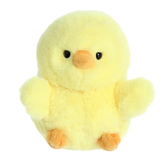 Aurora Rolly Pet Chickadee Chick stuffed animal, yellow plush, 5 inches