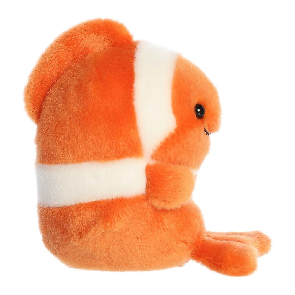Stuffed animal Aurora Rolly Pet Comic Clown Fish, 5in, orange with white stripe and black eye