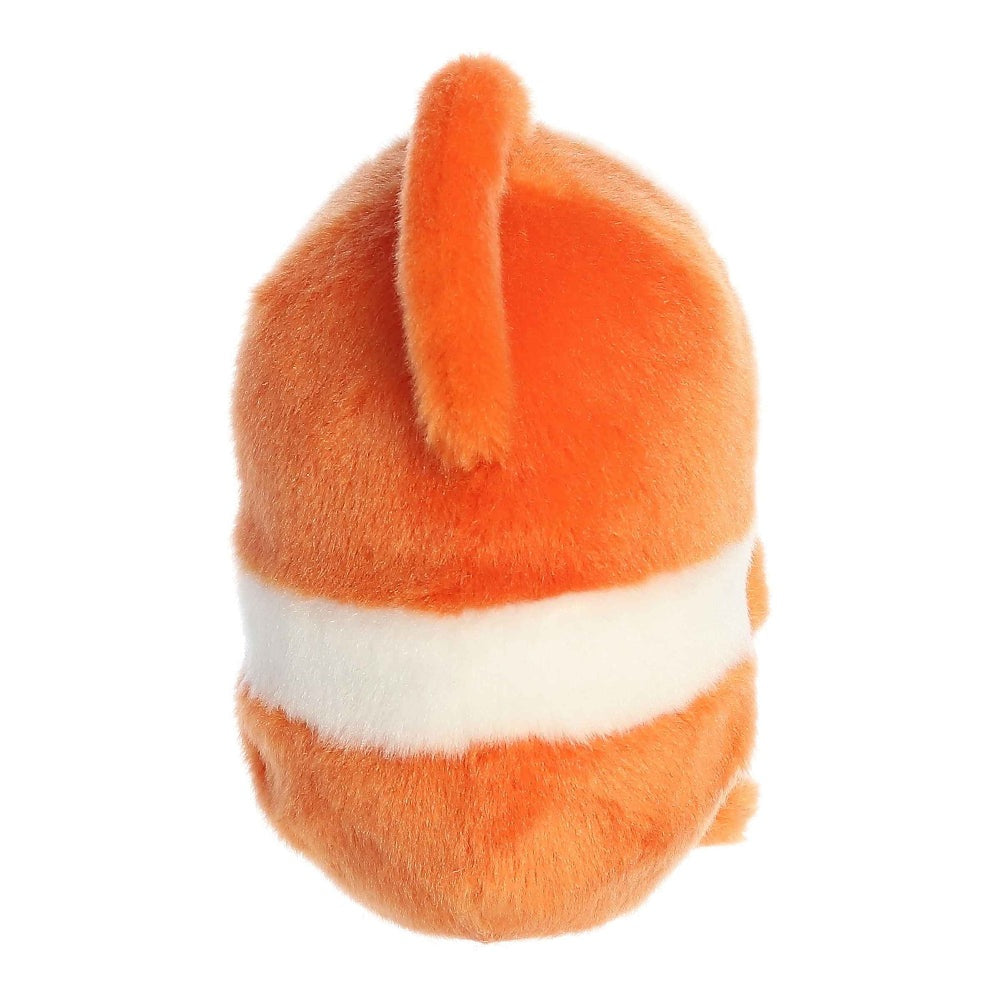 Stuffed animal Aurora Rolly Pet Comic Clown Fish, orange plush with white stripe, 5-inch