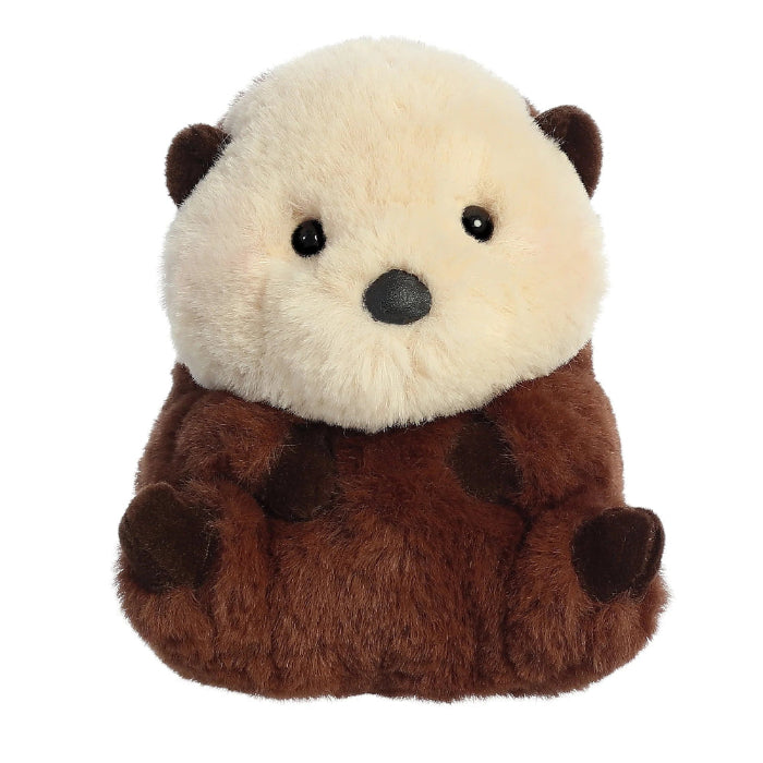 Aurora Rolly Pet Smiles Sea Otter plush stuffed animal, 5-inch brown body with cream face
