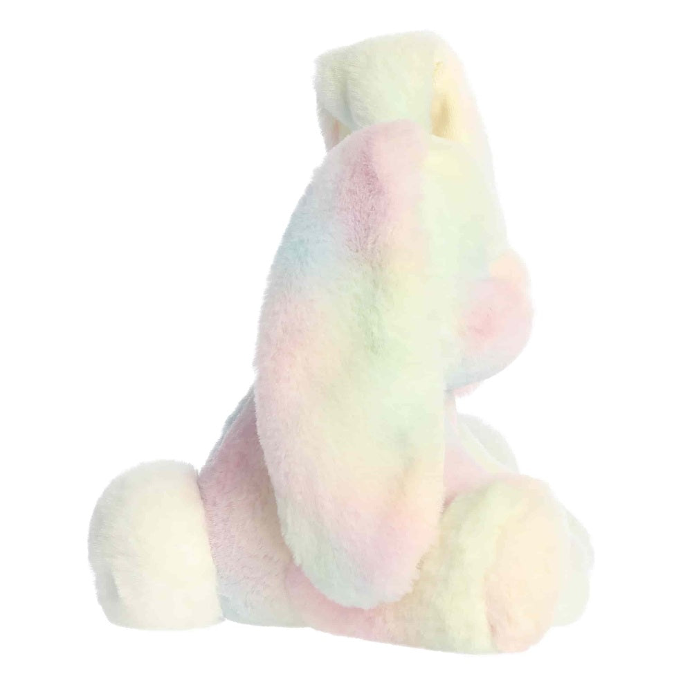 Aurora Spring Candy Cottontails 11.5-inch plush bunny in pastel rainbow fur, soft stuffed animal.