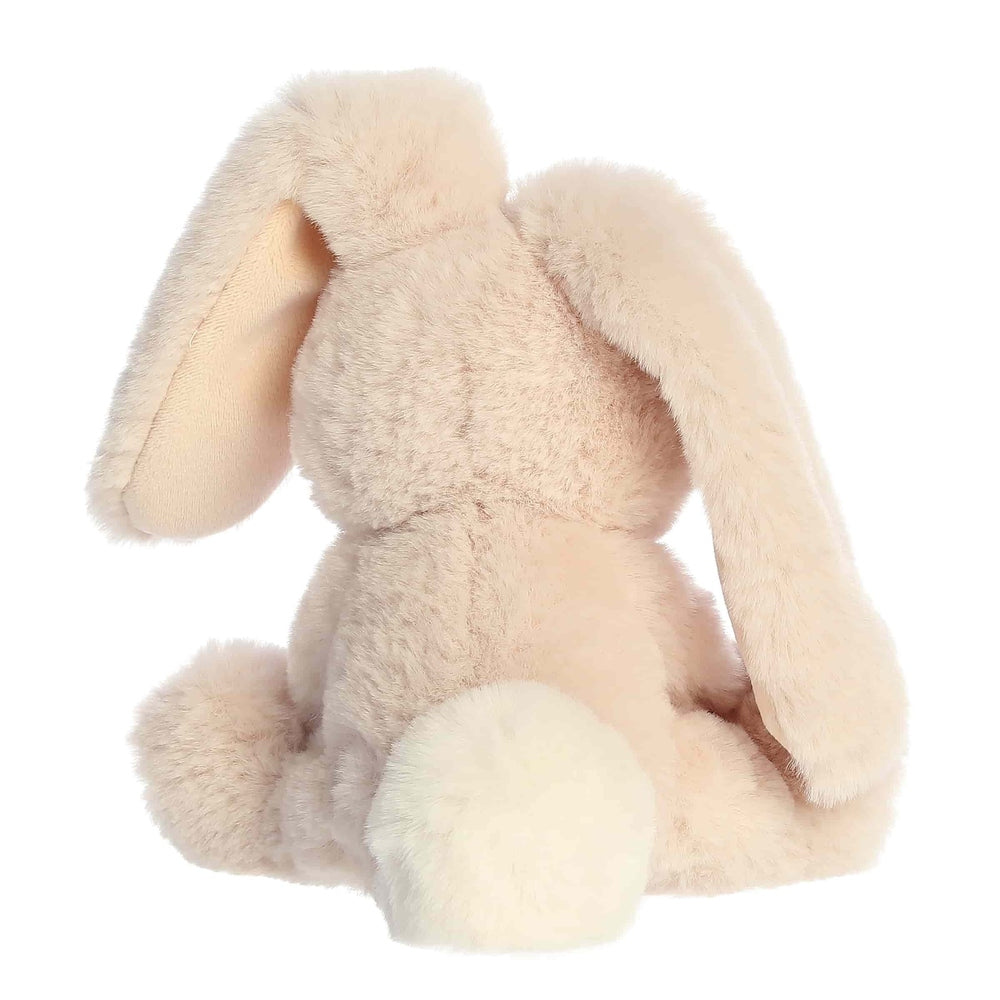 8-inch cream plush bunny with long floppy ears and fluffy white tail.