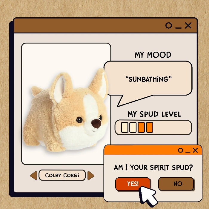 Aurora Spudsters Colby Corgi 10-inch plush stuffed animal in orange and white