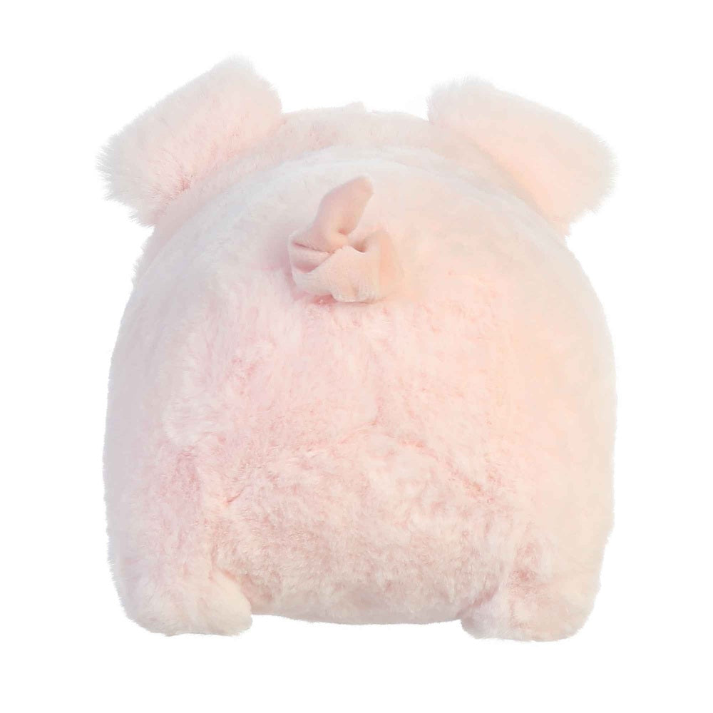 Aurora Spudsters Cutie Pig 10" plush toy in pink fuzzy fur with a bow detail