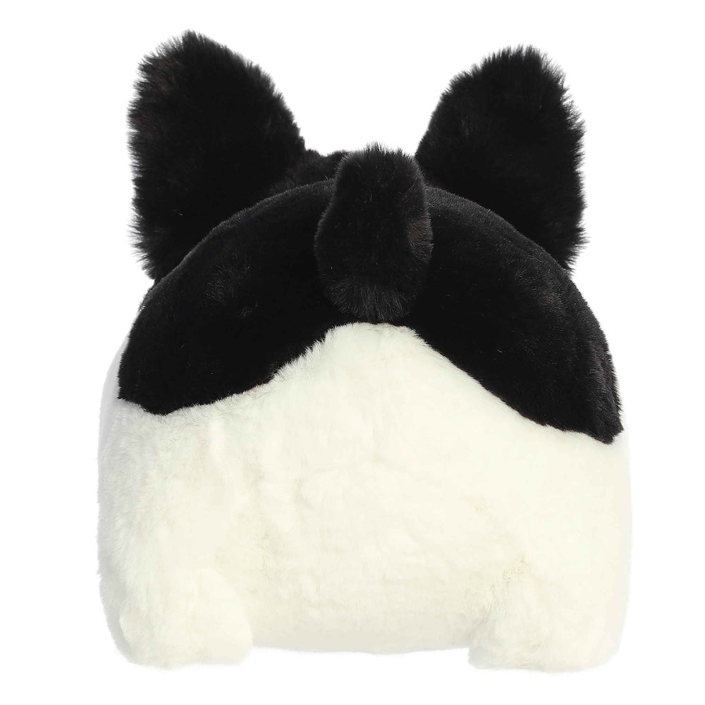 Aurora Spudsters Fern French Bulldog 10" plush stuffed animal, black and white with perky ears, sitting pose.