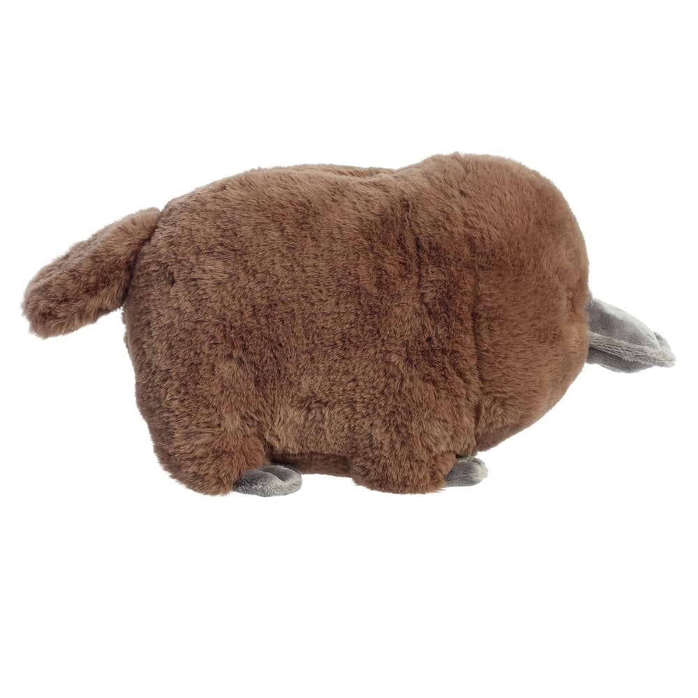 Aurora Spudsters Pongo Platypus plush toy, brown fuzzy with gray beak and feet, 10 inches