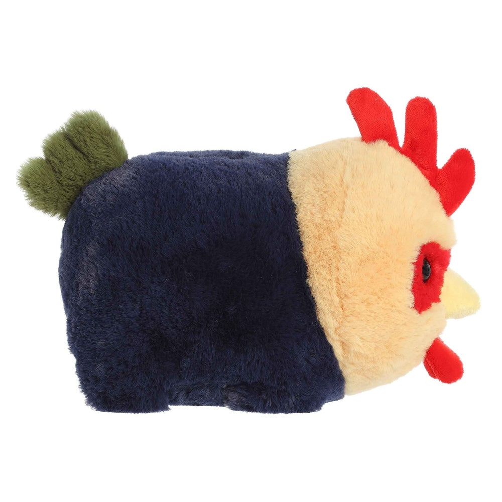 Roscoe Rooster 10-inch plush by Aurora; navy body with beige face and red comb