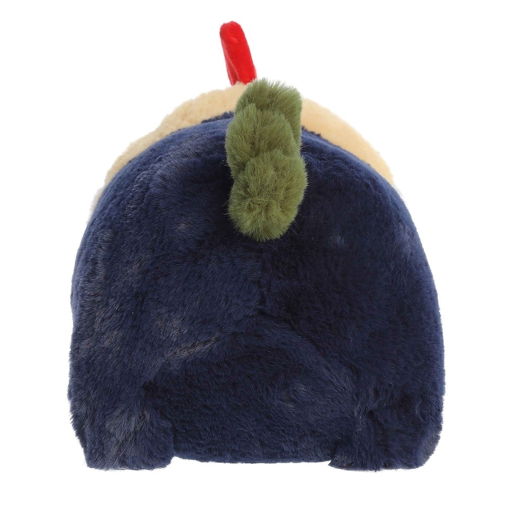 Aurora Roscoe Rooster 10-inch stuffed animal, plush navy blue with beige belly and green comb.