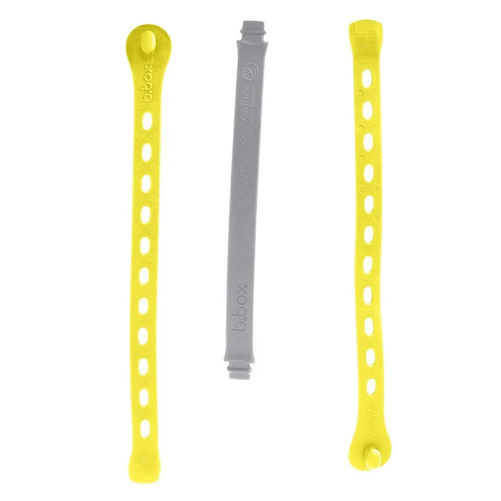 B.Box Connect A Cup components-yellow connectors and gray spacer-laid out to show modular cup fitting.