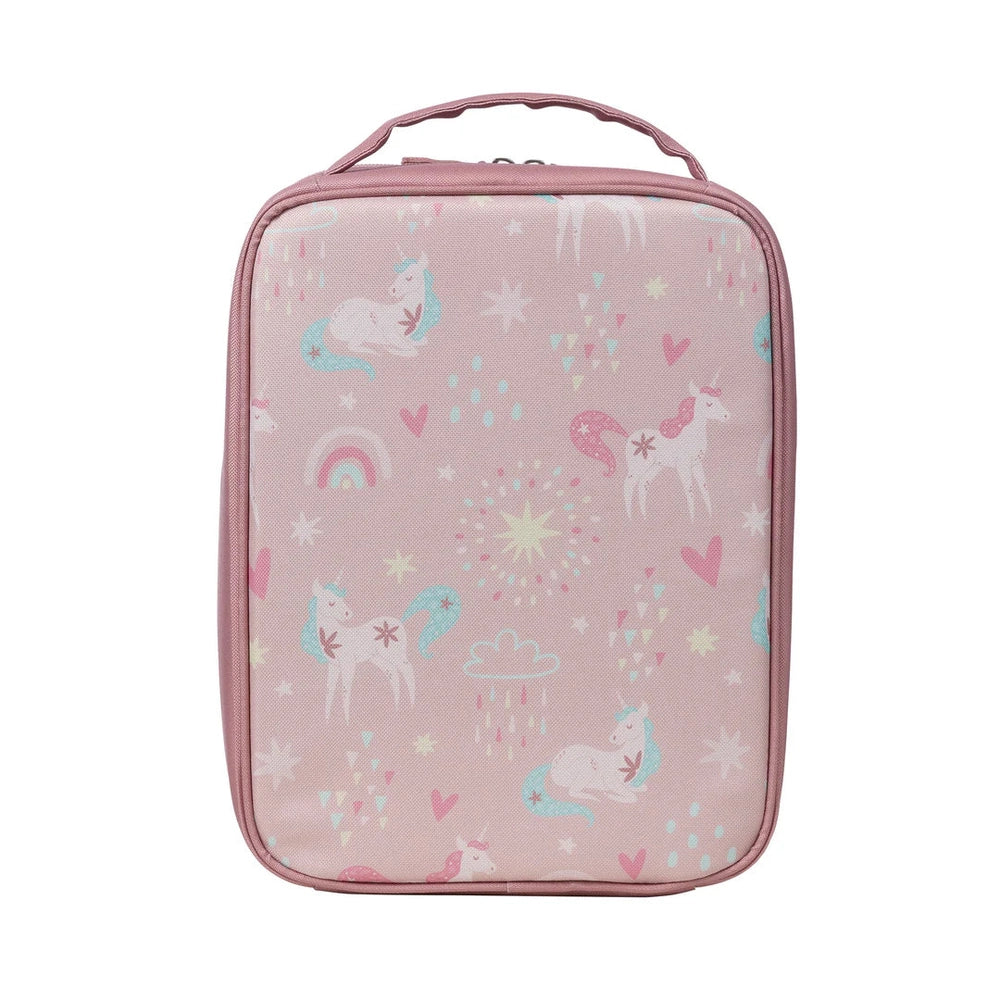 B.BOX B.box Insulated Flexi Lunchbag unicorn and rainbow print with hearts and stars pattern img 1/14