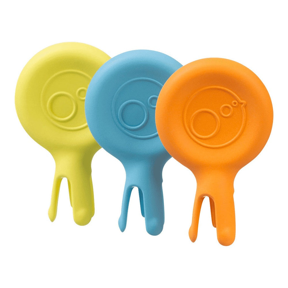 B.BOX Mini Flork 3-pack silicone baby forks in yellow, blue, and orange