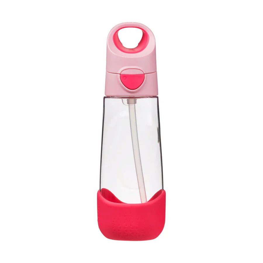 B.Box Tritan 600 ml drink bottle with pink lid and silicone grip base