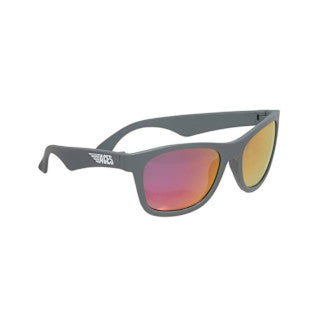 Babiators Aces Navigators Galactic Grey sunglasses with pink mirrored lenses, 6+