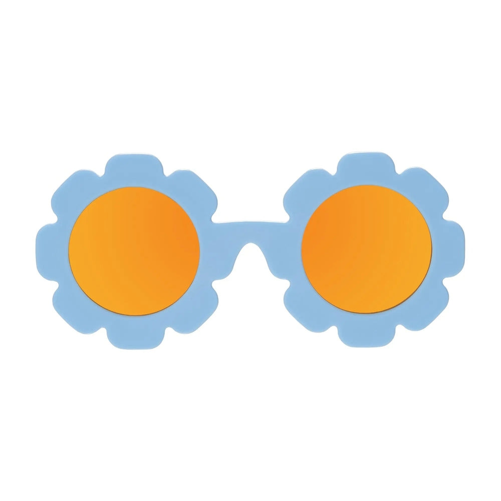 Babiators Flowers Shape Non-Polarized Mirrored Sunglasses The Wild Flower, blue flower frames with orange lenses, set of 2