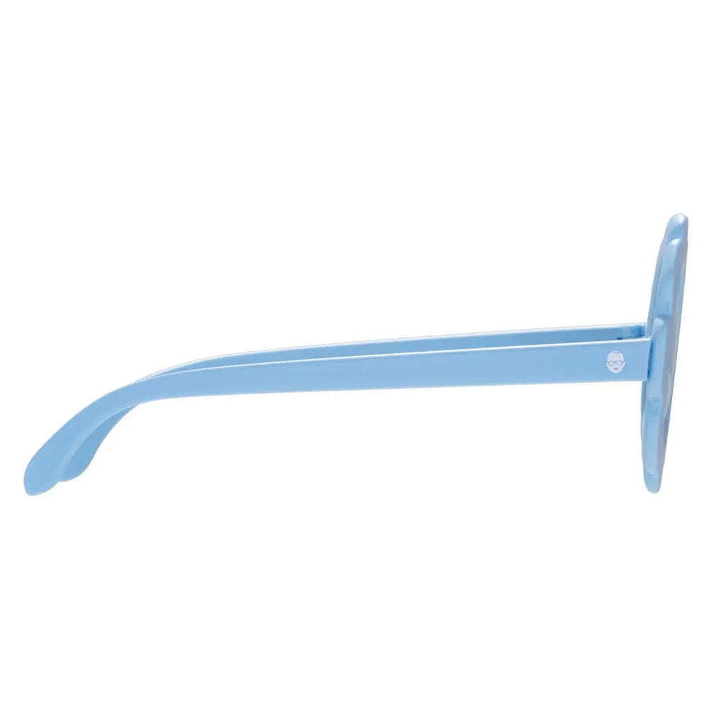 Babiators The Wild Flower sunglasses in light blue, side view, non-polarized mirrored lenses for kids.
