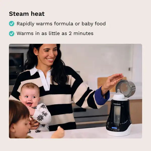 Baby Brezza Bottle + Breast Milk Warmer — timing feature graphic