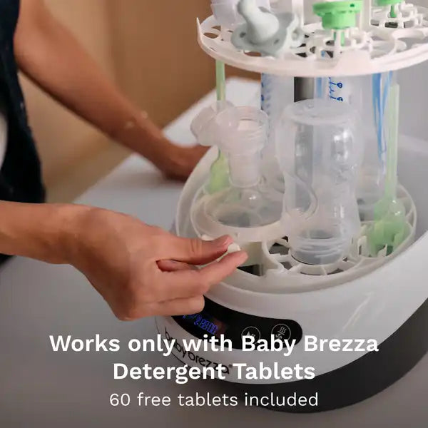Baby Brezza Bottle Washer Pro - All In One Baby Bottle Washer, Sterilizer, Dryer — included components graphic