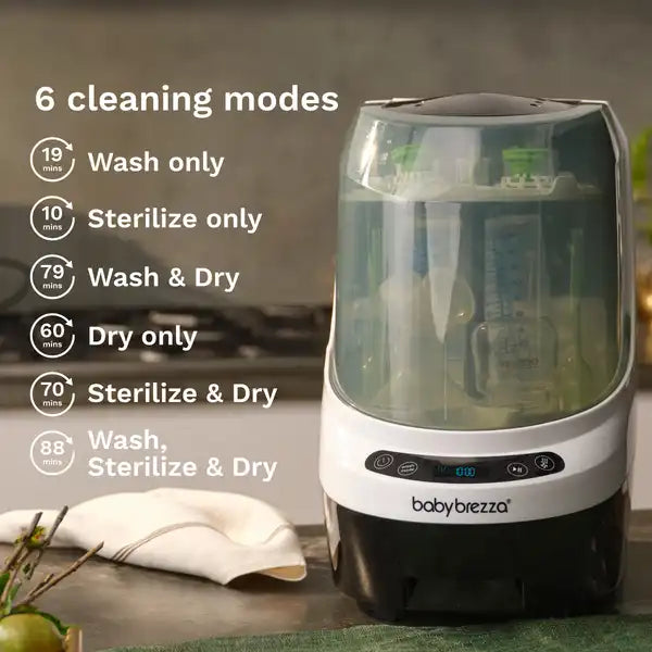 Baby Brezza Bottle Washer Pro - All In One Baby Bottle Washer, Sterilizer, Dryer — sterilizing feature graphic alternate view 2