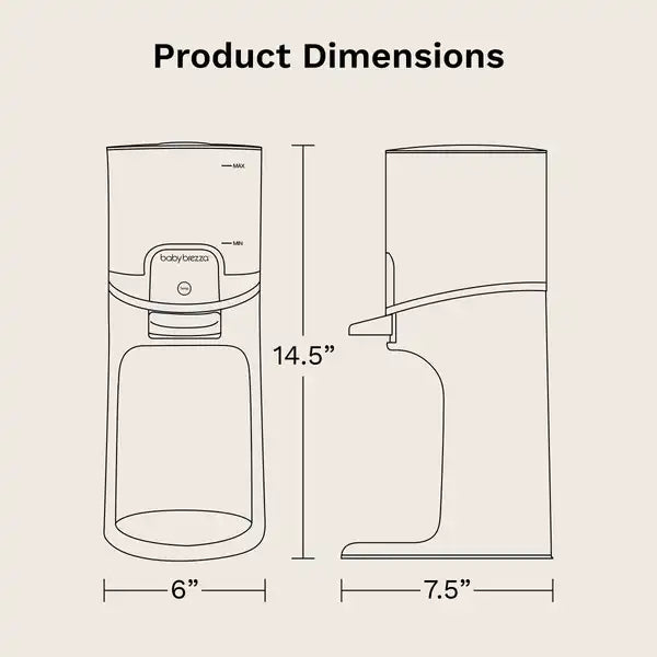 Baby Brezza Instant Water Warmer For Baby Bottles - Instantly Dispenses Warm Water — dimensions graphic
