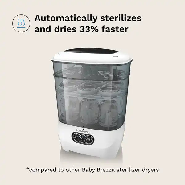 Baby Brezza One Step™ Baby Bottle Sterilizer and Dryer Advanced - Electric steam sterilizer with HEPA Filter — sterilizing feature graphic