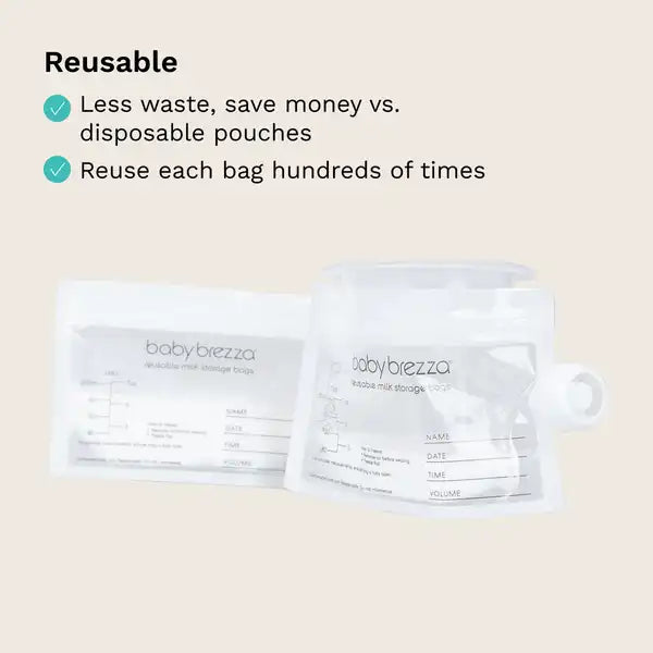 Baby Brezza Reusable Breastmilk Storage Bags with Filling Funnel, 10 pack — food pouch detail view