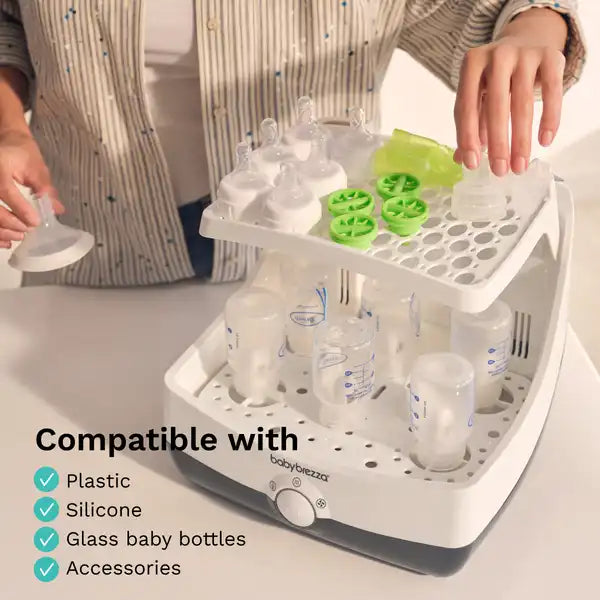 Baby Brezza Superfast® Baby Bottle Sterilizer and Dryer - Sterilizes & Dries in 10 Minutes — bottle setup view alternate view 2