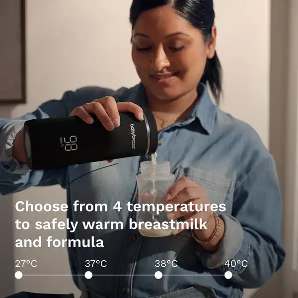 Baby Brezza Superfast® Portable Bottle Warmer - Rechargeable Travel Warmer for Formula and Breastmilk — temperature control graphic