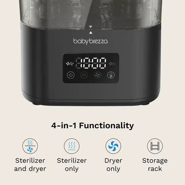 Baby Brezza SuperQuick 10-minute Bottle Sterilizer and Dryer — sterilizing feature graphic