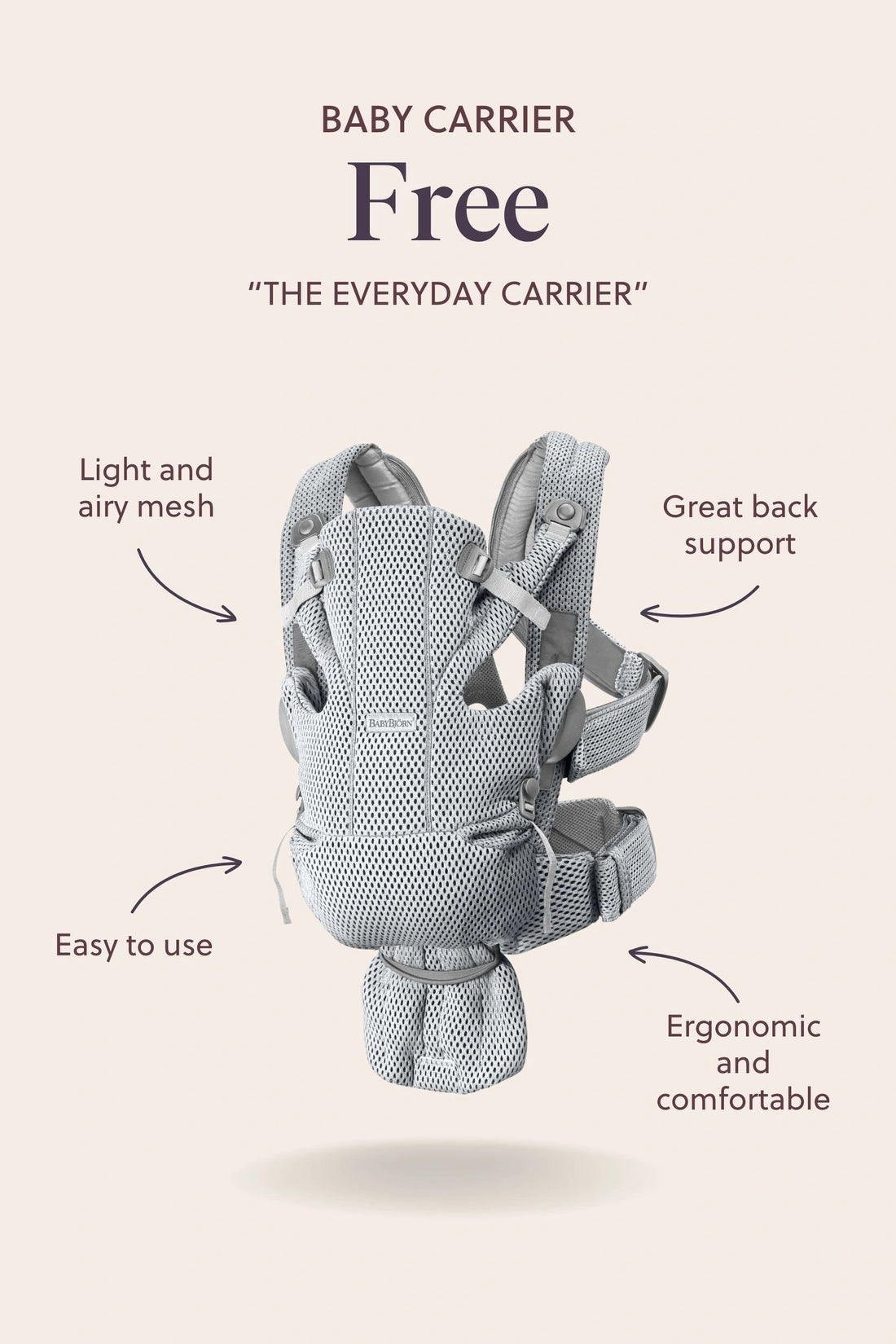 Official baby carrier free key-feature infographic