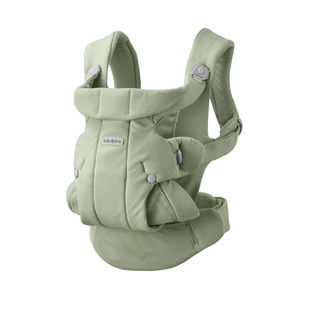BabyBjörn Baby Carrier Hold in Brushed Woven Light Green - alternate front product view