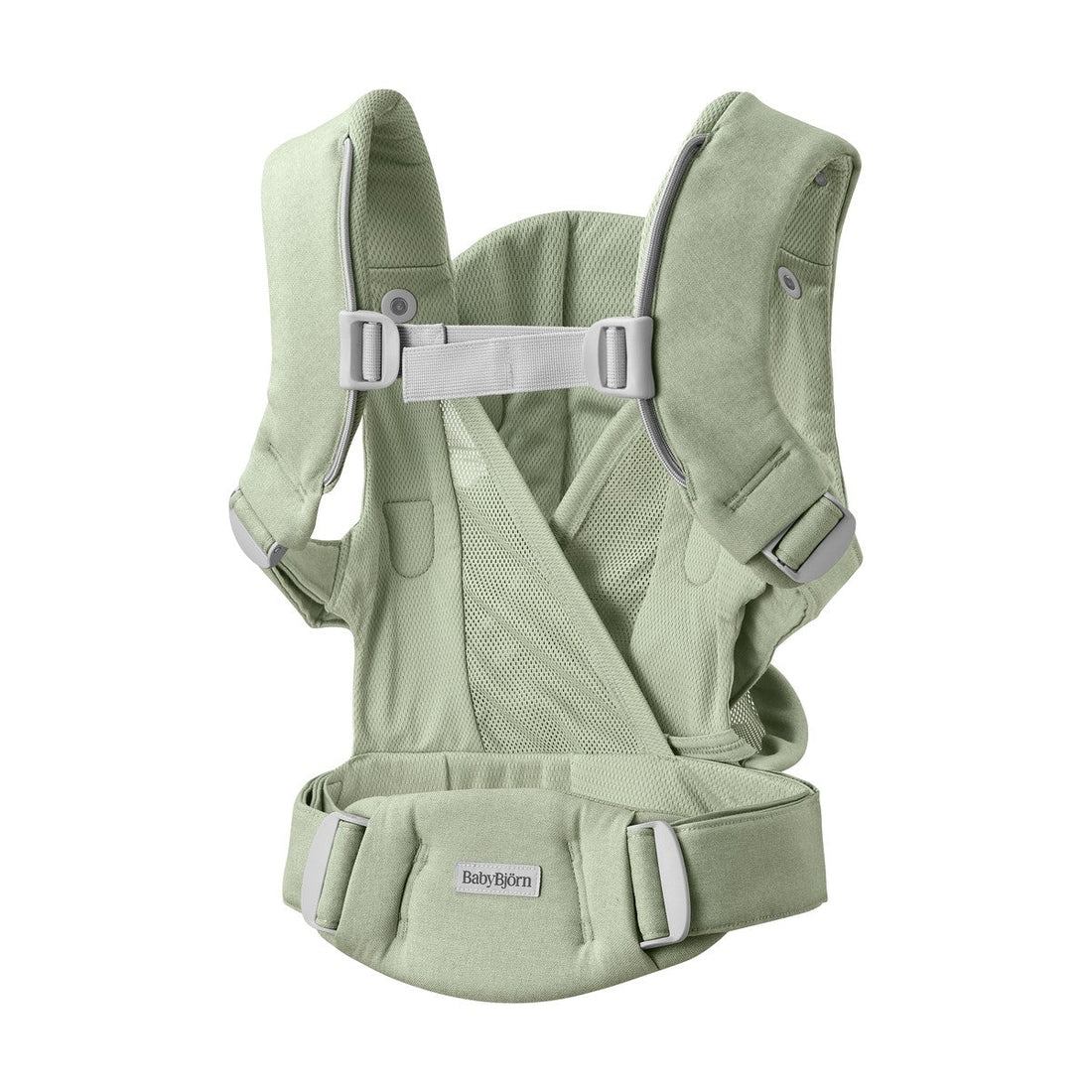 BabyBjörn Baby Carrier Hold in Brushed Woven Light Green - back product view