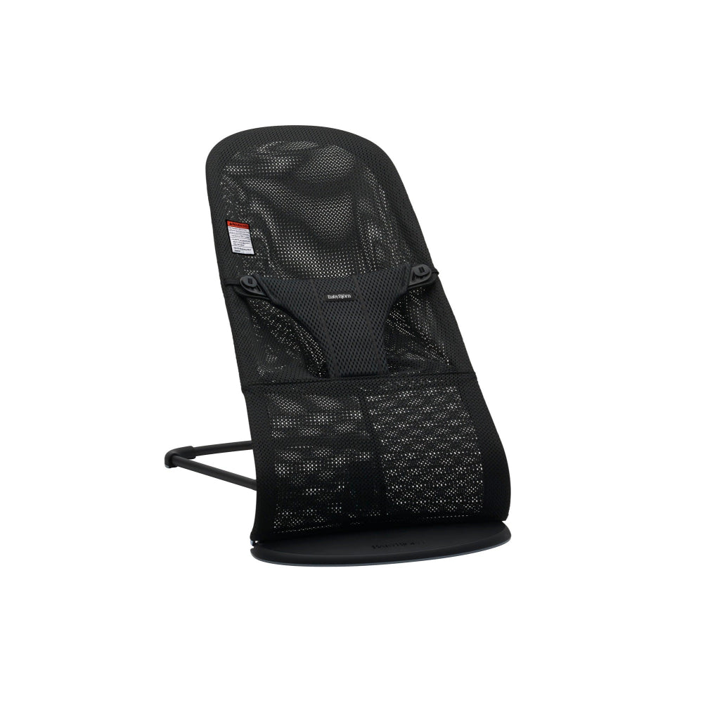 BabyBjorn Bouncer Bliss Black Mesh Bundle: black mesh baby bouncer with stand, breathable and compact.