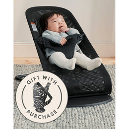 BabyBjörn Bouncer Bliss Black Mesh Bundle with Baby Carrier Mini Landscape Holiday Bundle