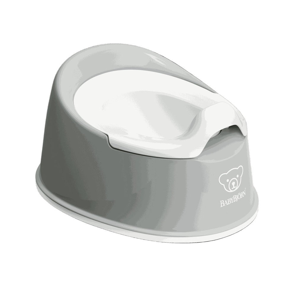 BabyBjorn Smart Potty in grey with white ergonomic seat; stable base and easy-to-clean inner bowl.